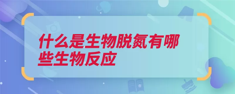 什么是生物脱氮有哪些生物反应