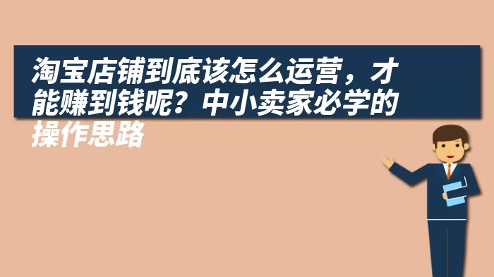 淘宝店铺到底该怎么运营，才能赚到钱呢？中小卖家必学的操作思路