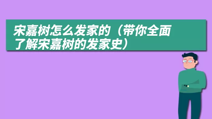 宋嘉树怎么发家的（带你全面了解宋嘉树的发家史）