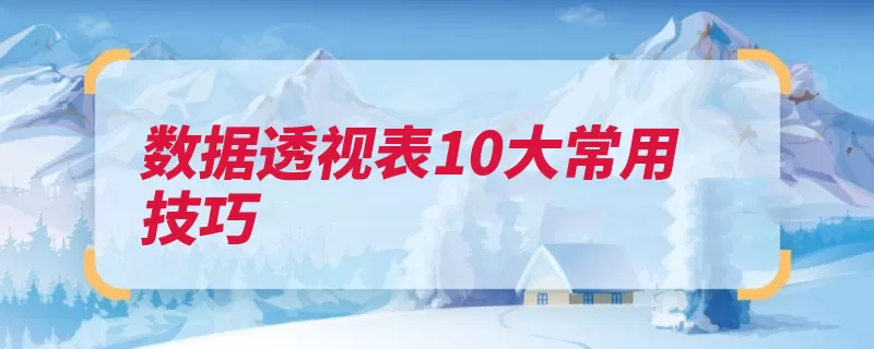 数据透视表10大常用技巧