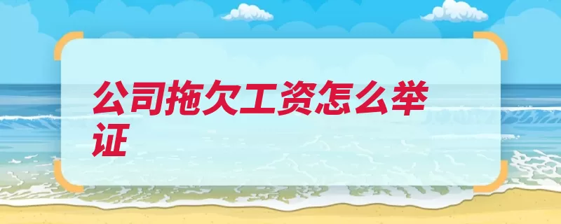 公司拖欠工资怎么举证（工资劳动者用人单）