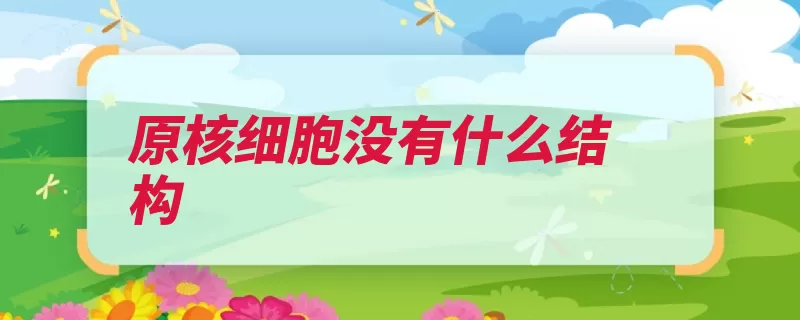 原核细胞没有什么结构（细胞结构核糖体细）