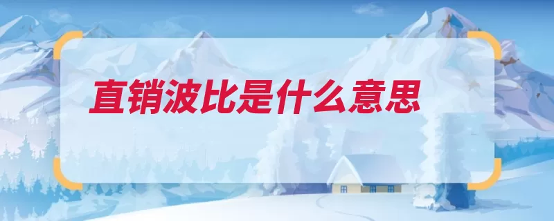 直销波比是什么意思（直销比率公司经销）