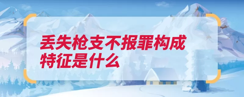 丢失枪支不报罪构成特征是什么（枪支丢失客体报告）