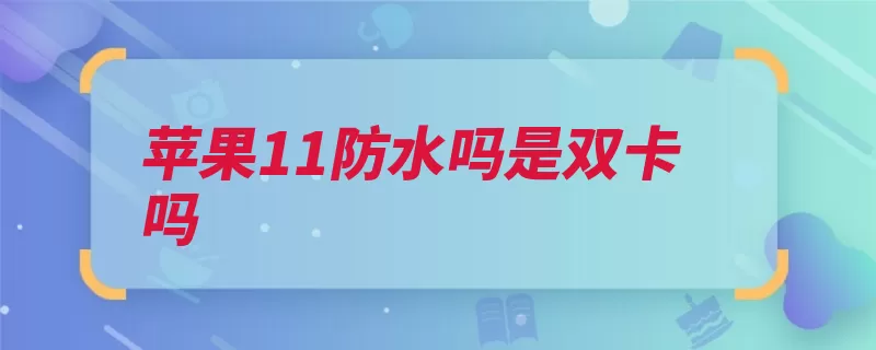 苹果11防水吗是双卡吗