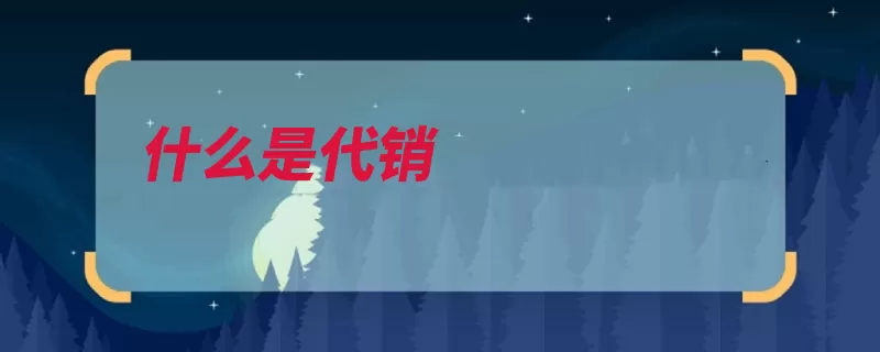 什么是代销