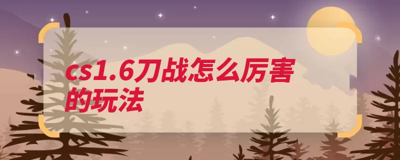 cs1.6刀战怎么厉害的玩法（攻击较高模式下准）