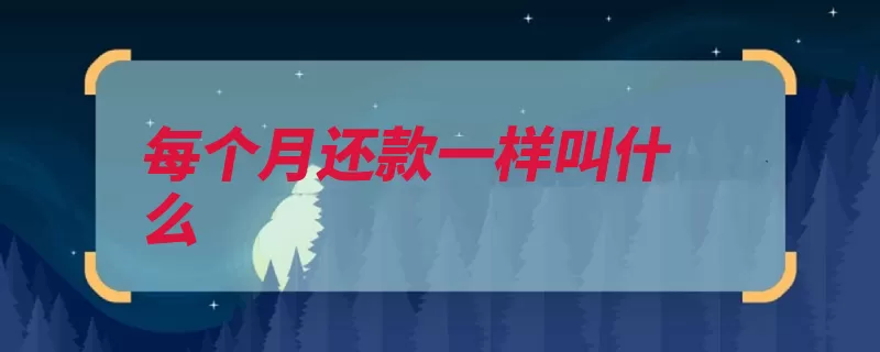 每个月还款一样叫什么