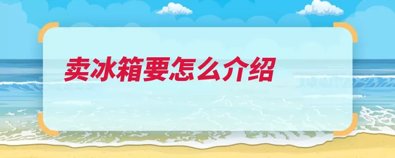 卖冰箱要怎么介绍