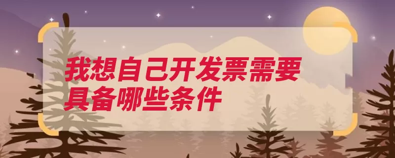 我想自己开发票需要具备哪些条件（纳税人税务机关小）