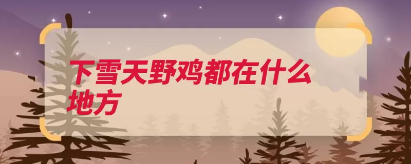 下雪天野鸡都在什么地方