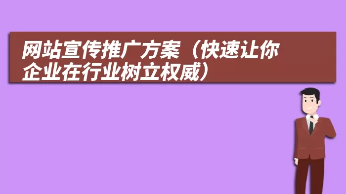 网站宣传推广方案（快速让你企业在行业树立权威）