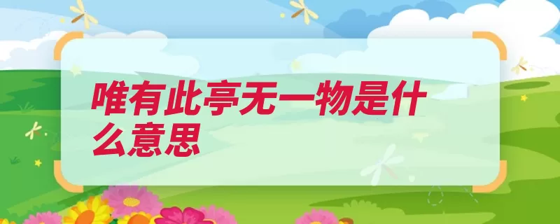 唯有此亭无一物是什么意思