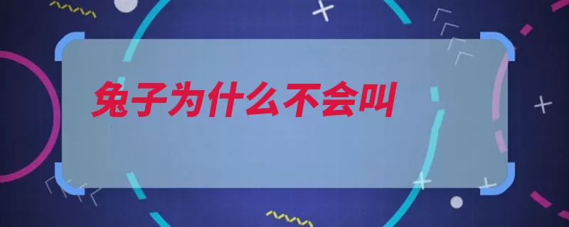 兔子为什么不会叫（兔子代表咕咕感到）