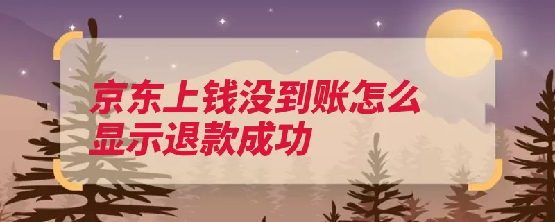 京东上钱没到账怎么显示退款成功（退款银行时间京东）