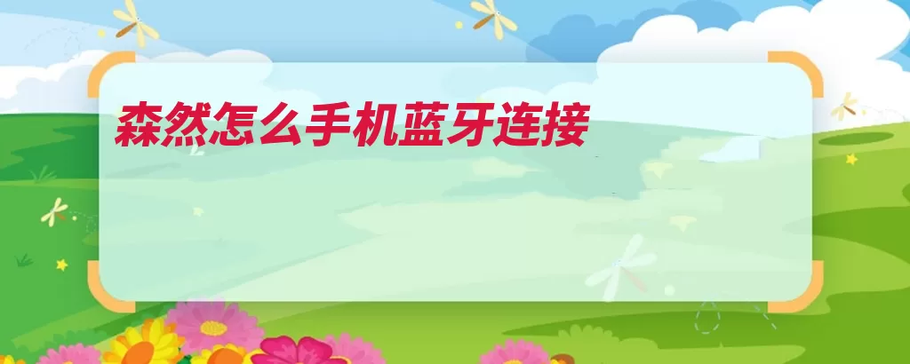 森然怎么手机蓝牙连接（连接软件打开状态）