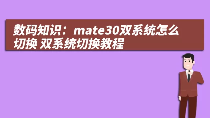 数码知识：mate30双系统怎么切换 双系统切换教程