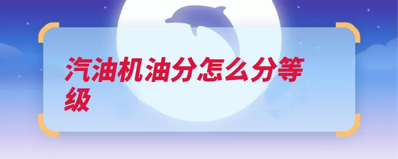 汽油机油分怎么分等级