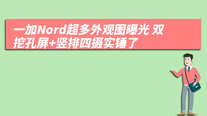 一加Nord超多外观图曝光 双挖孔屏+竖排四摄实锤了