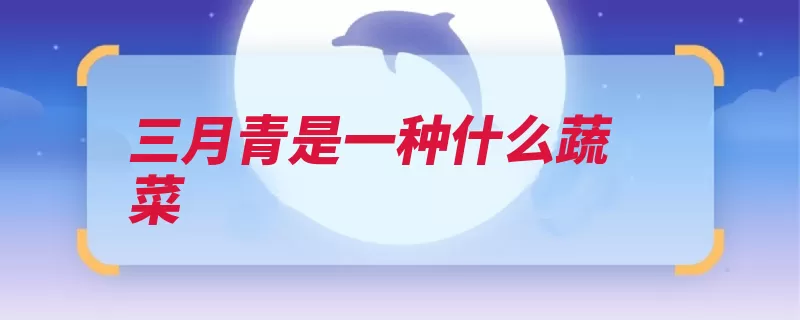 三月青是一种什么蔬菜