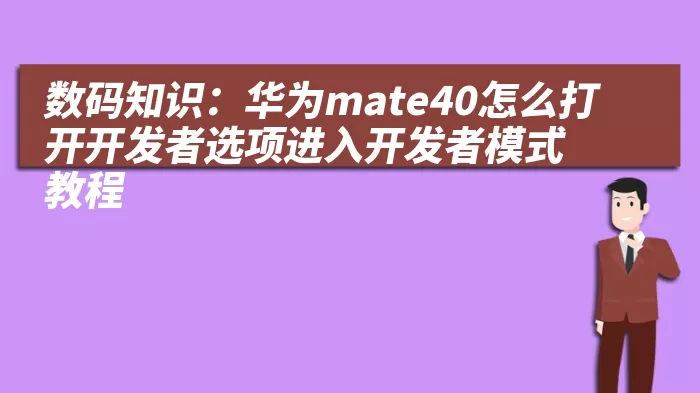 数码知识：华为mate40怎么打开开发者选项进入开发者模式教程