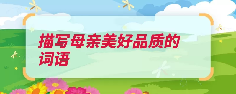 描写母亲美好品质的词语