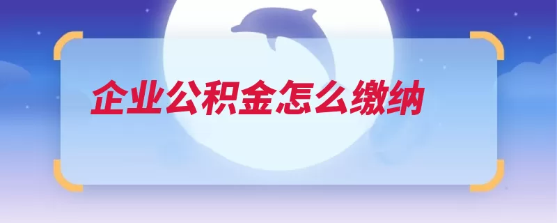 企业公积金怎么缴纳