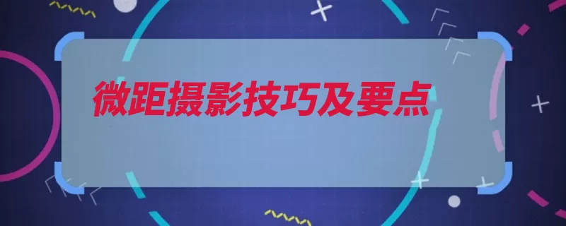 微距摄影技巧及要点