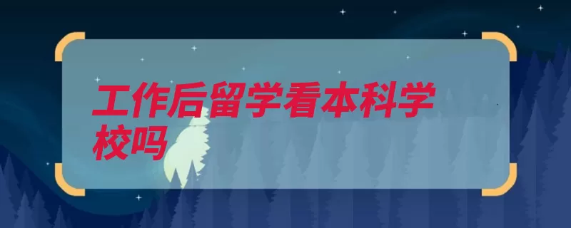 工作后留学看本科学校吗