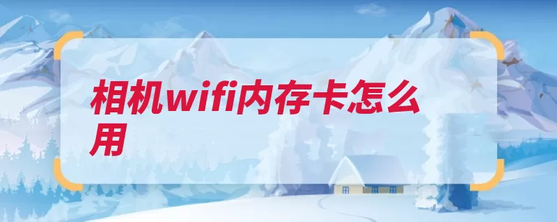 相机wifi内存卡怎么用