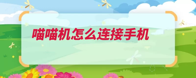 喵喵机怎么连接手机