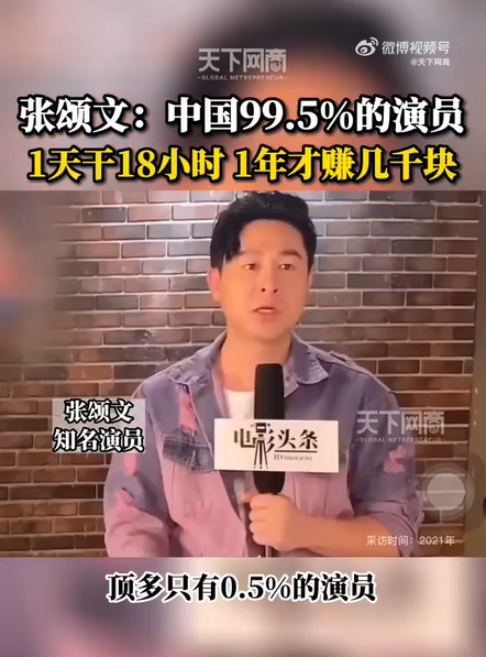 你愿意相信吗？张颂文称中国99.5%的演员收入极低