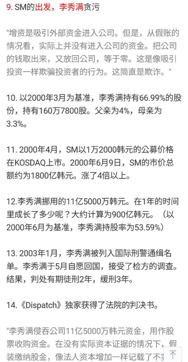 1满=39亿 韩最大娱乐集团SM负责人李秀满贪污39亿